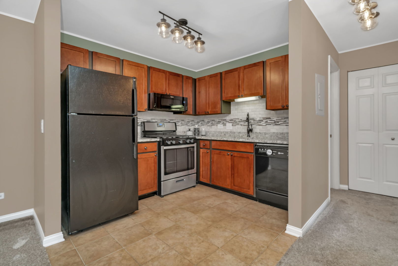 1332 McDowell Road, Unit 104 Naperville, IL 60563 - Photo 9 of 19 a kitchen with stainless steel appliances granite countertop a refrigerator sink and cabinets