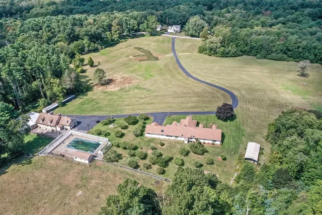 an aerial view of a house