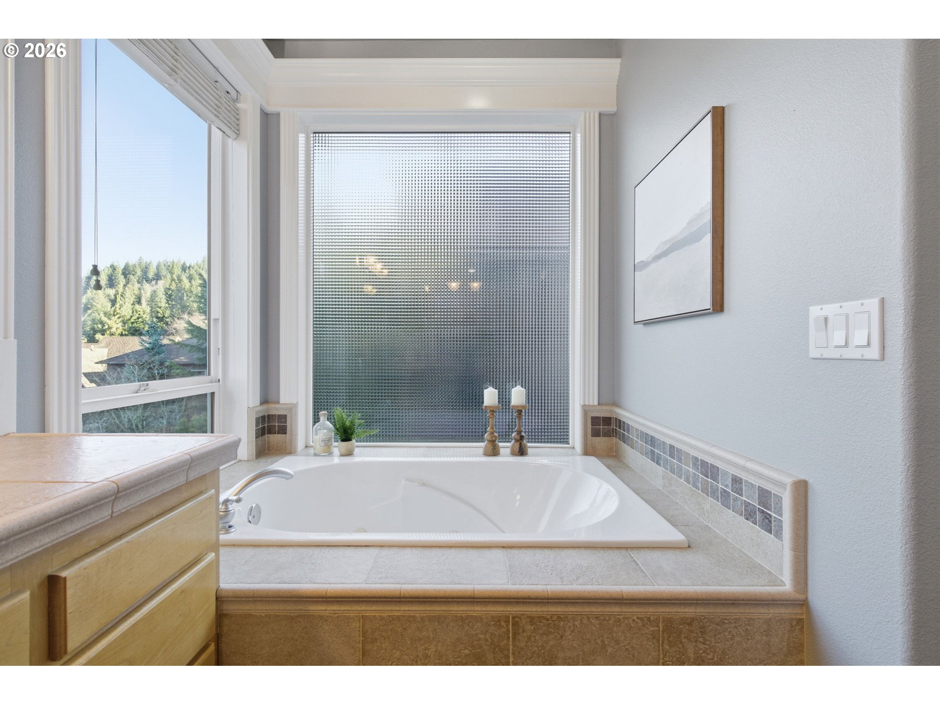 11086 Southeast Rimrock Drive Happy Valley, OR 97086 - Photo 21 of 39 a bathroom with a sink mirror and a bathtub