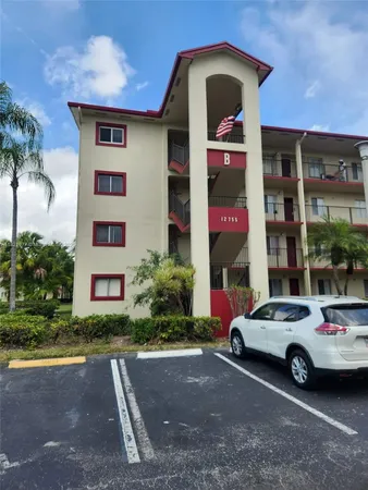 a car parked in front of a building