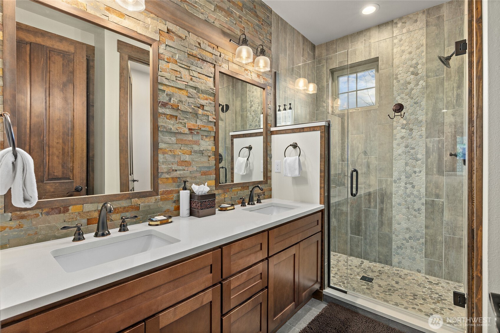 19 Big Hill Drive Cle Elum, WA 98922 - Photo 20 of 38 a bathroom with a double vanity sink mirror and shower