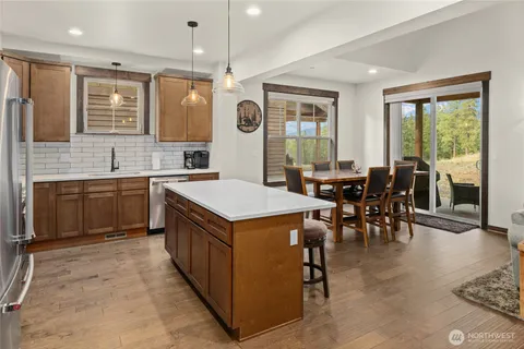 a kitchen with lots of counter top space