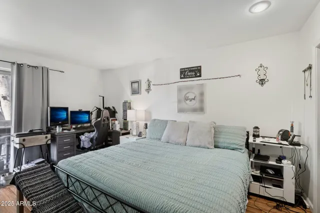 a bedroom with bunk bed