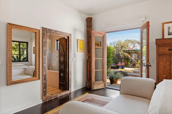 a view of a bedroom from a hallway