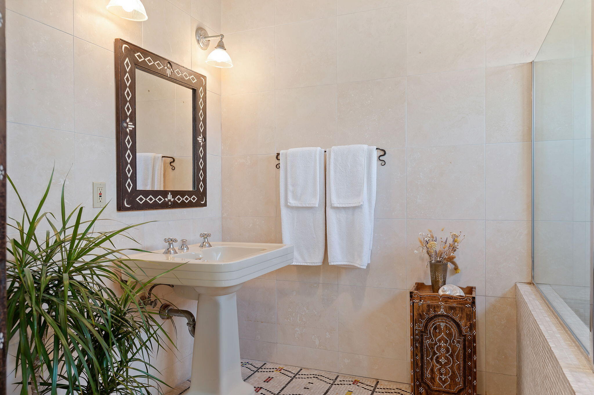 127 Hermosillo Road Montecito, CA 93108 - Photo 18 of 37 a bathroom with a sink and a mirror