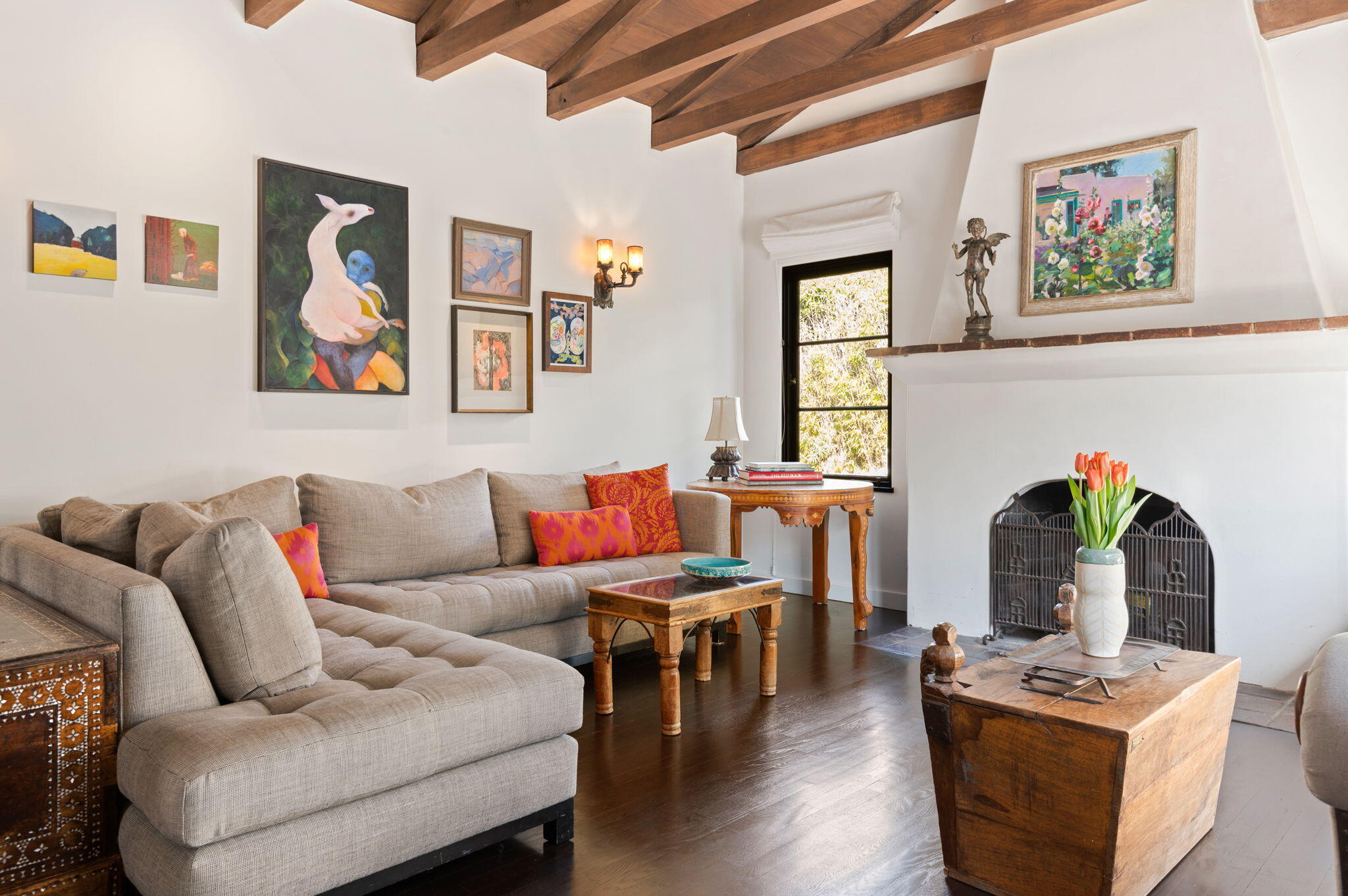 127 Hermosillo Road Montecito, CA 93108 - Photo 5 of 37 a living room with furniture a wooden floor and a painting on the wall