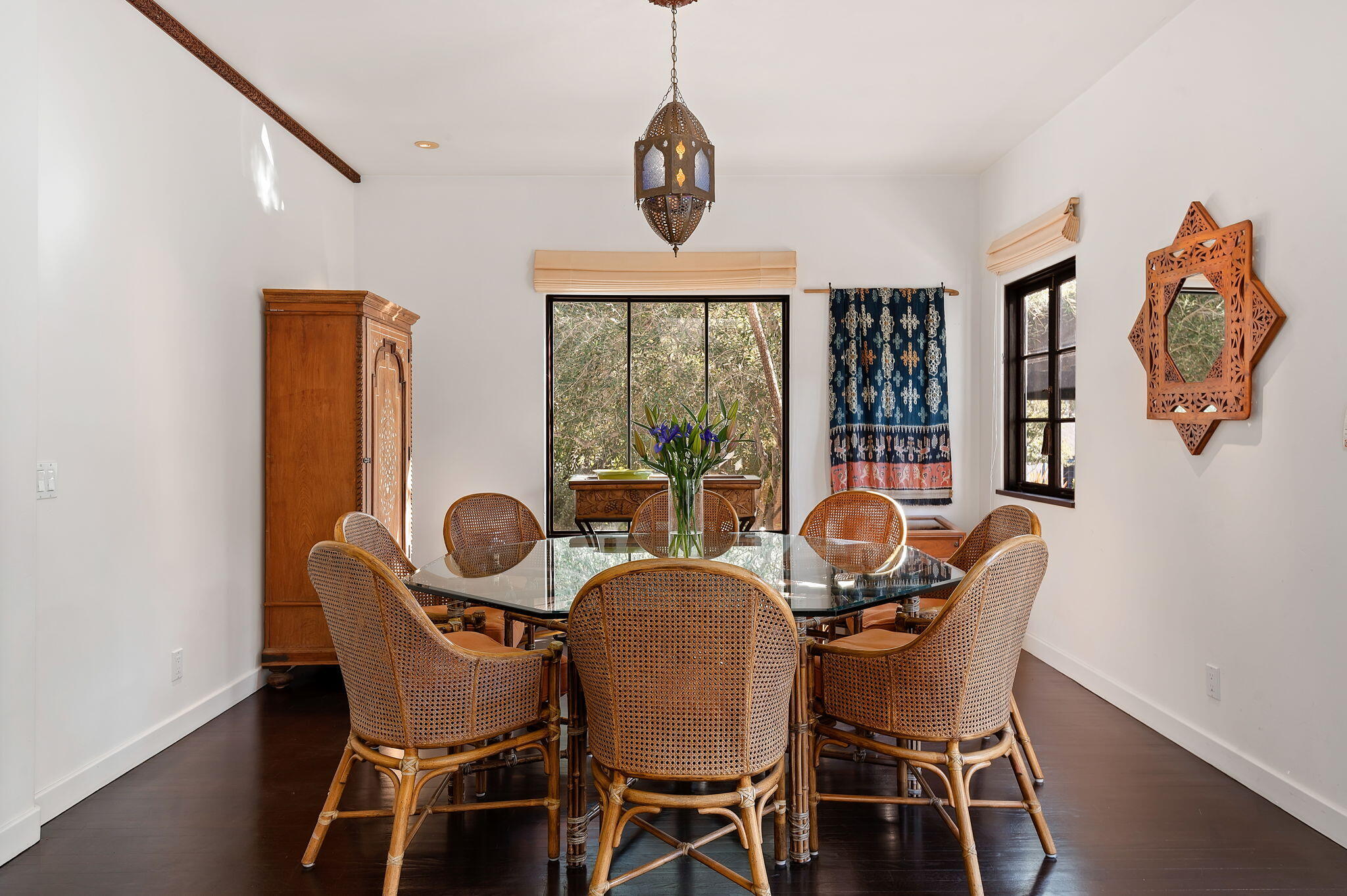 127 Hermosillo Road Montecito, CA 93108 - Photo 10 of 37 a dining room with furniture a chandelier and window