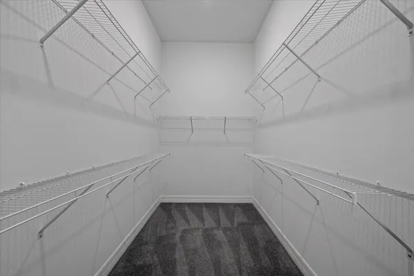 a view of a room with racks on the wall