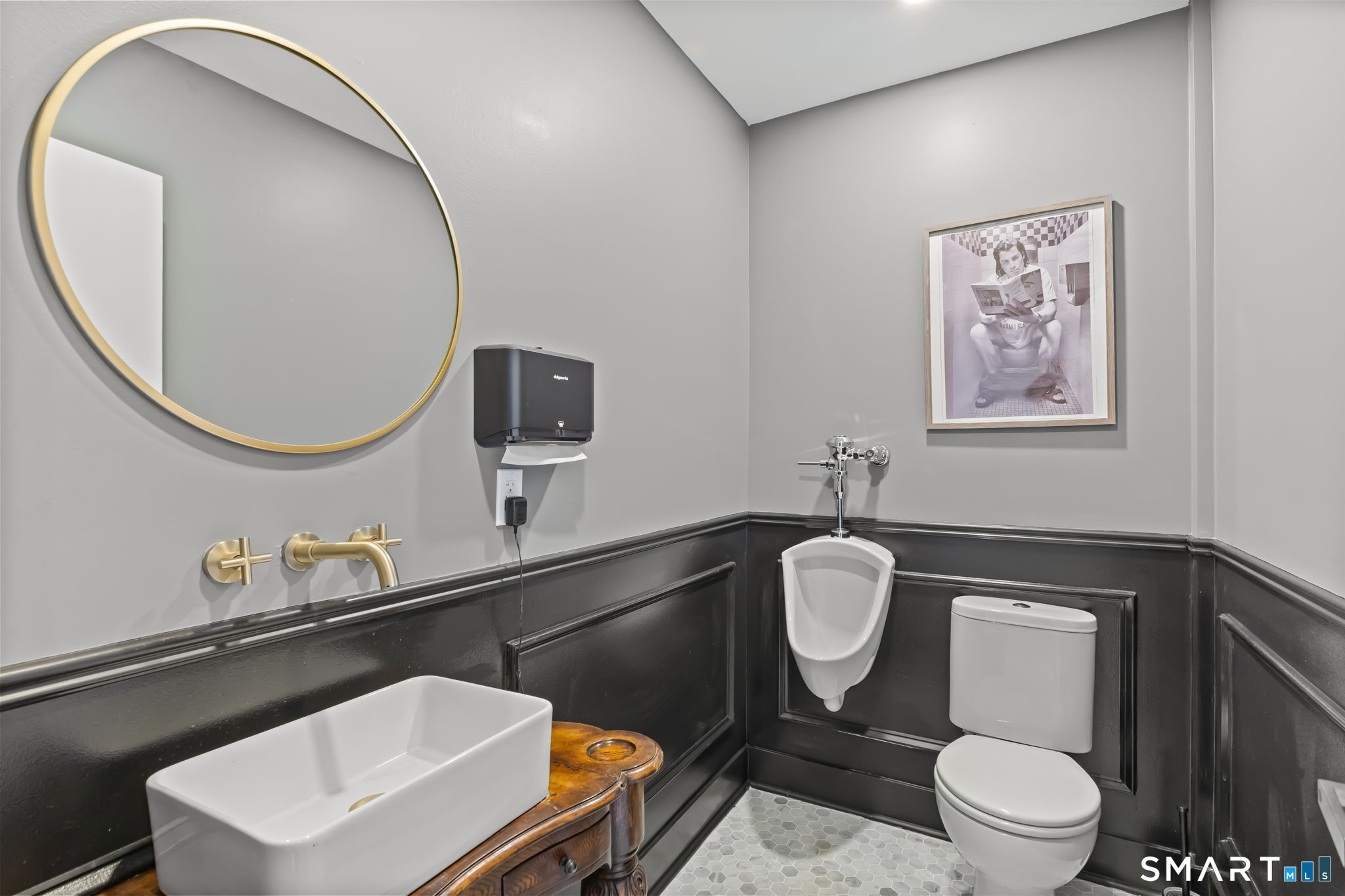 299 Redding Road Redding, CT 06896 - Photo 29 of 40 a bathroom with a toilet a sink and mirror