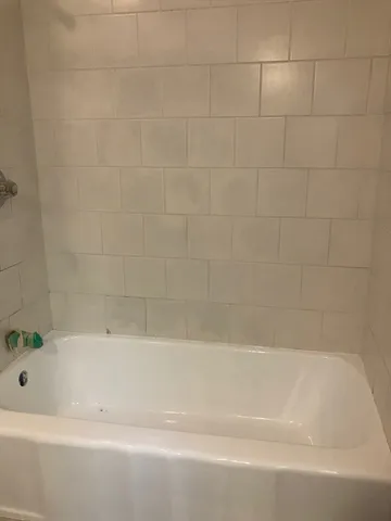 a bathroom with a bathtub