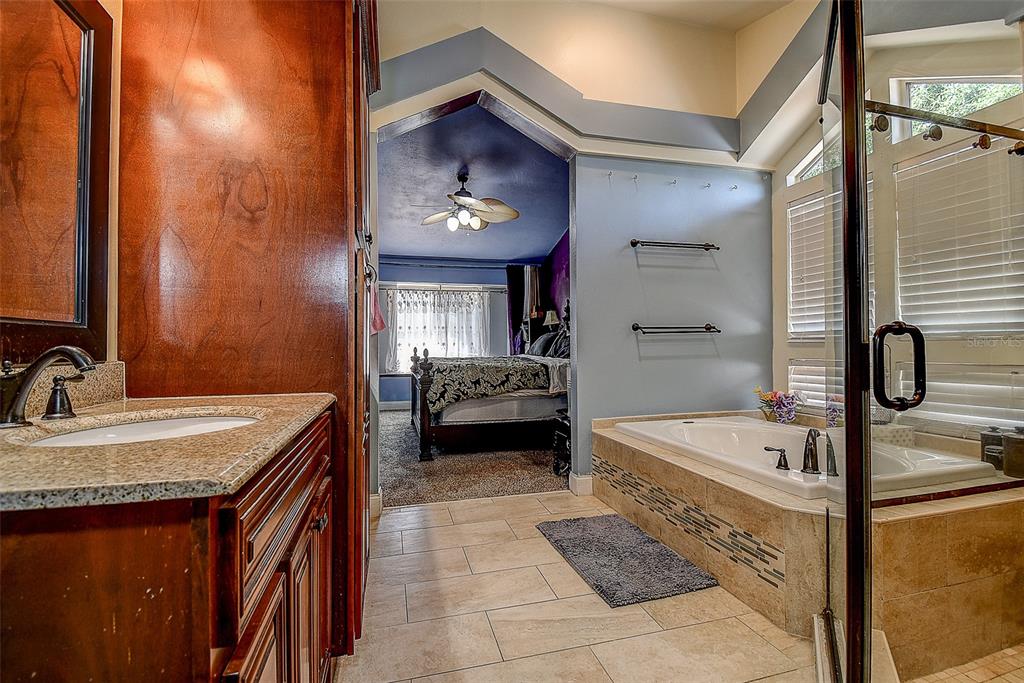 7730 Grimsby Lane New Port Richey, FL 34655 - Photo 46 of 48 a en suite bathroom with a sink and a mirror