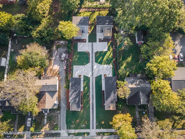 an aerial view of multiple house