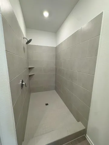 a bathroom with a bathtub
