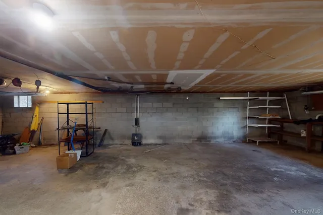 a view of a garage with chairs