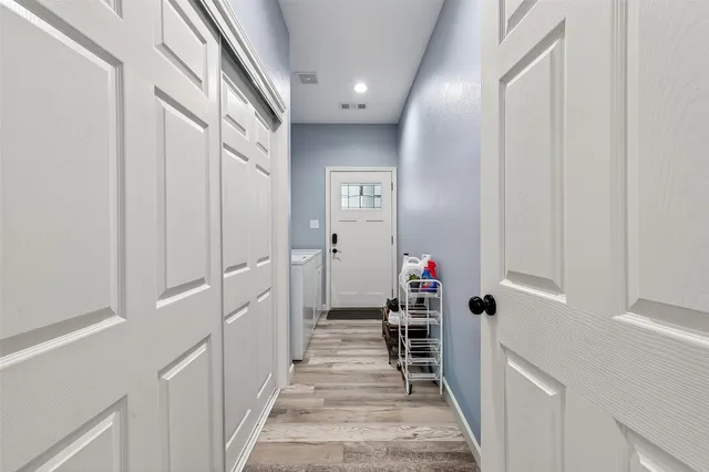 a utility room with dryer and washer