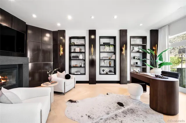 a large living room with a large window