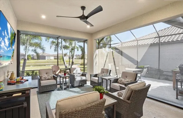 a living room with furniture