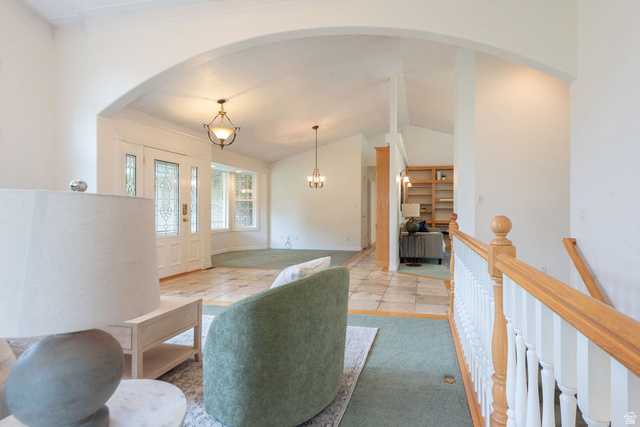 875 East 1300th Street North Mapleton, UT 84664 - Photo 12 of 65 Dining space featuring arched walkways and lofted ceiling