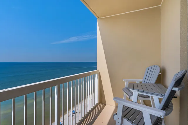 a view of balcony with furniture