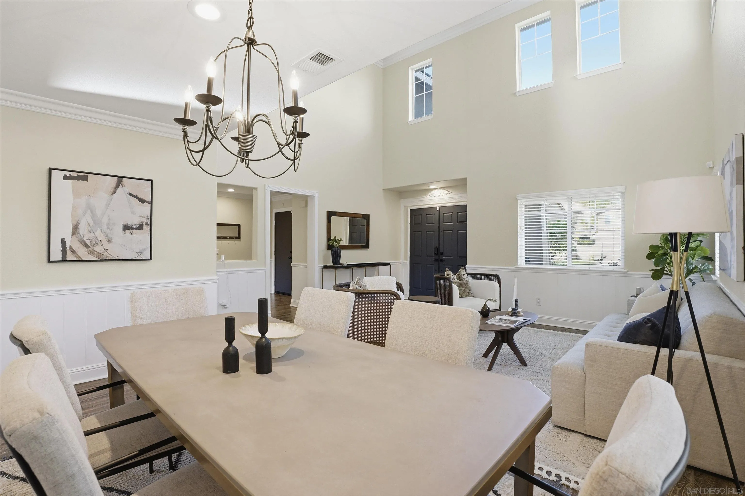 32892 Monte Drive Temecula, CA 92592 - Photo 9 of 60 a view of a dining room with furniture a chandelier and wooden floor