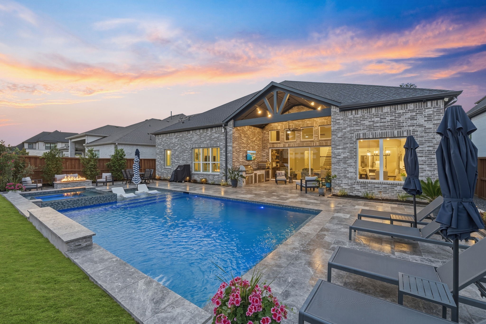 4708 Lorelai Lane Spring, TX 77386 - Photo 45 of 50 a view of a house with swimming pool and sitting area