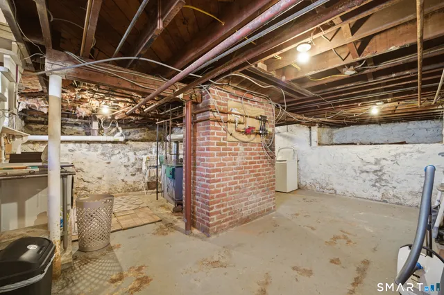 a view of empty room with racks