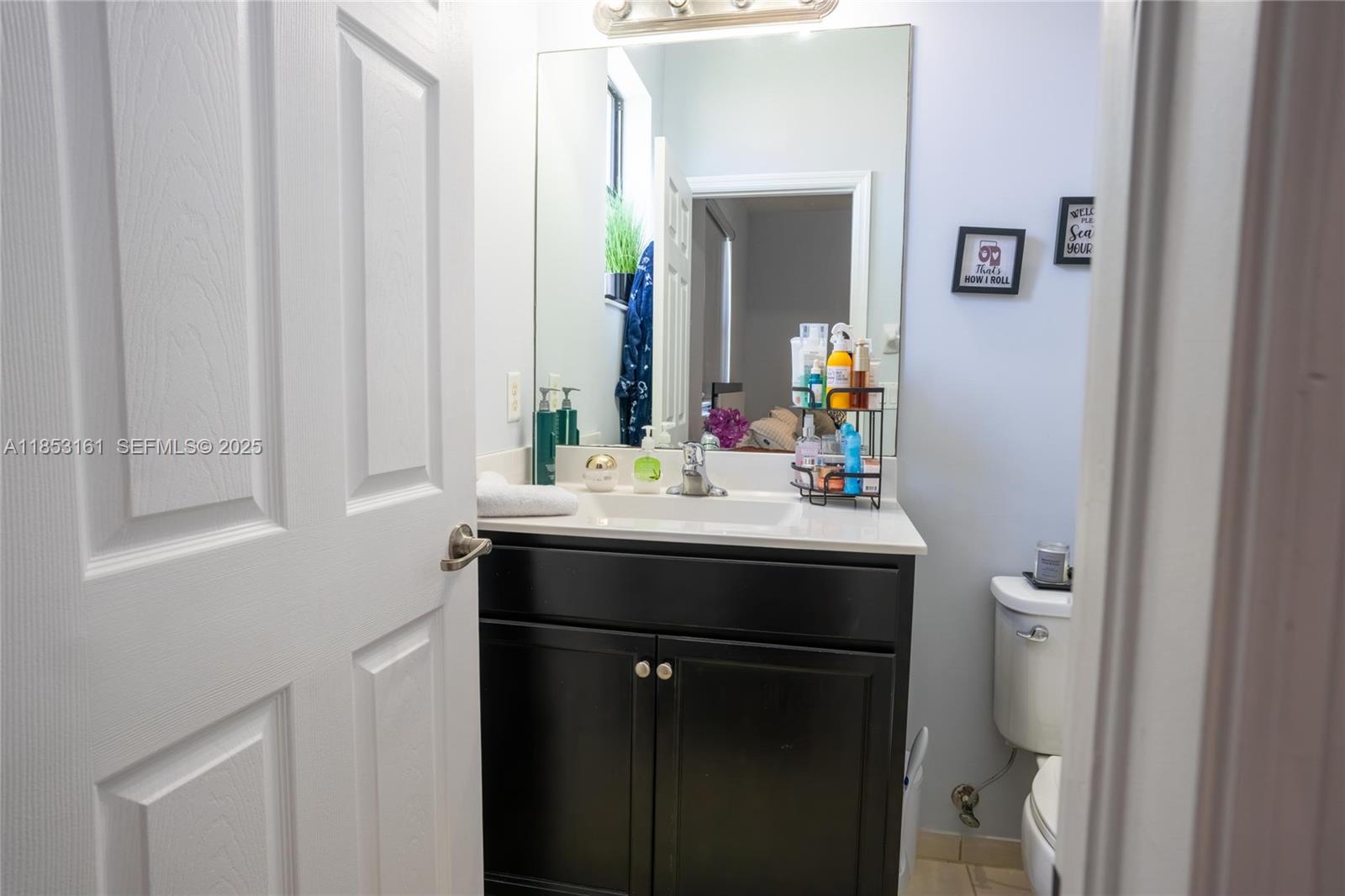 11571 Southwest 248th Lane Homestead, FL 33032 - Photo 20 of 26 a bathroom with a sink vanity mirror and toilet