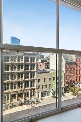 a view of a building from a window