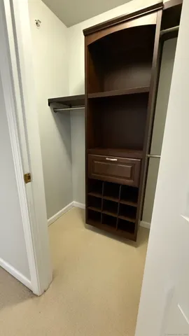 a view of an empty walk in closet