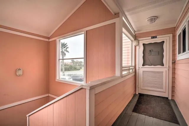 a view of a balcony with an outdoor space