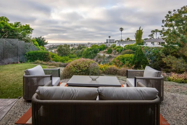 a terrace view with seating space