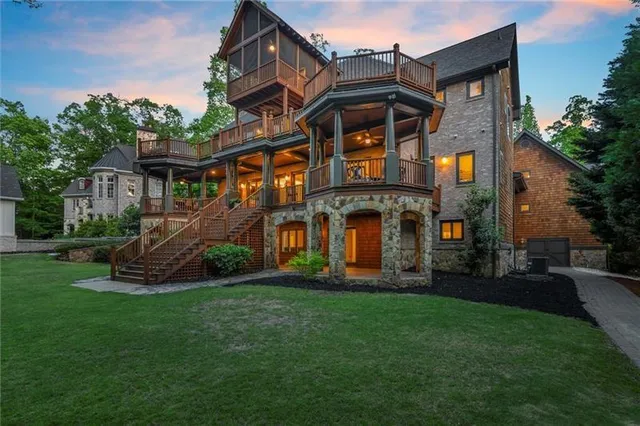 a swimming pool with trees in the background