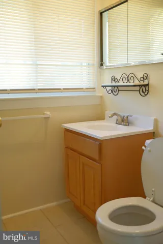 a bathroom with a sink a toilet and window