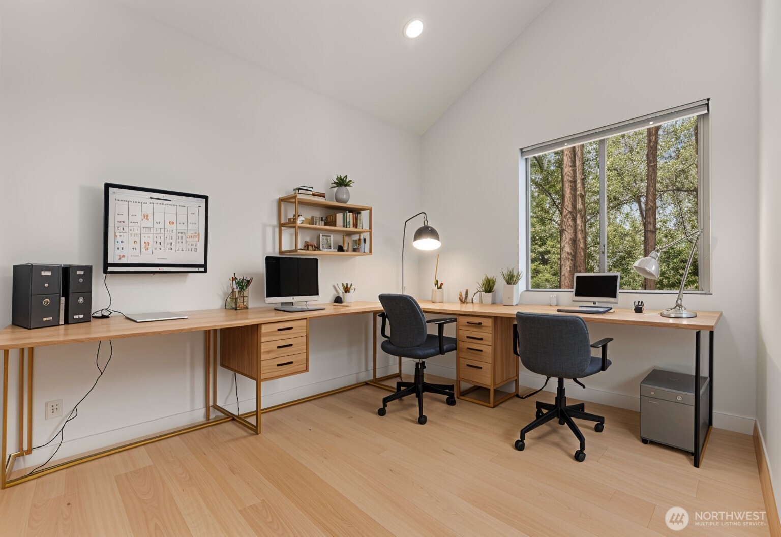 78 Homestead Road Winthrop, WA 98862 - Photo 34 of 40 a view of a workspace with furniture and a window