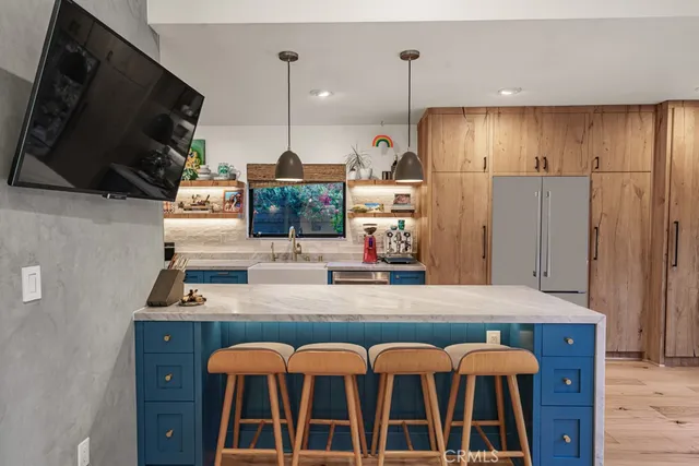 a bed room with a bed and a mirror