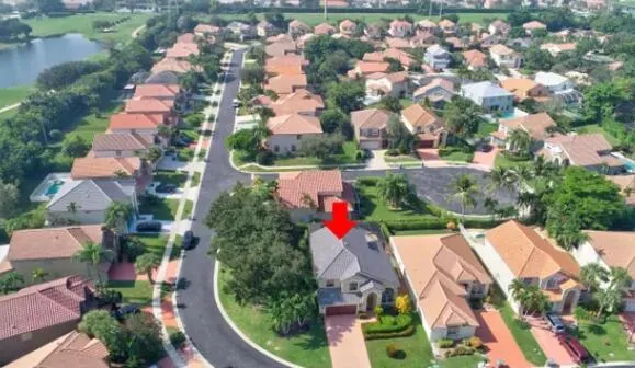 an aerial view of a house