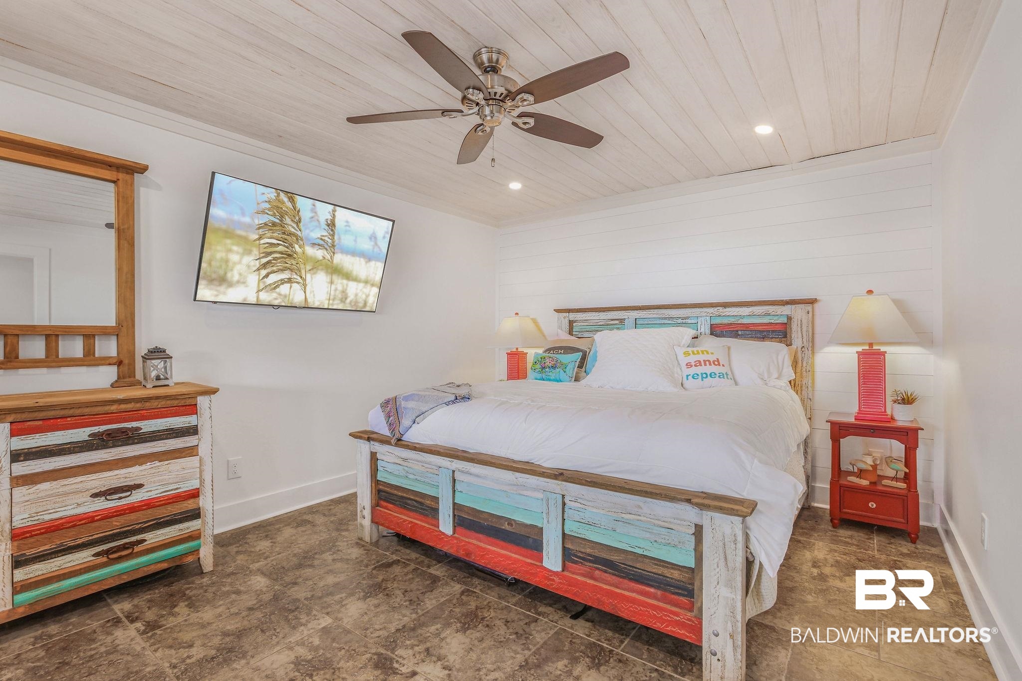 32130 River Road Orange Beach, AL 36561 - Photo 22 of 51 Bedroom with wooden ceiling, ceiling fan, and recessed lighting