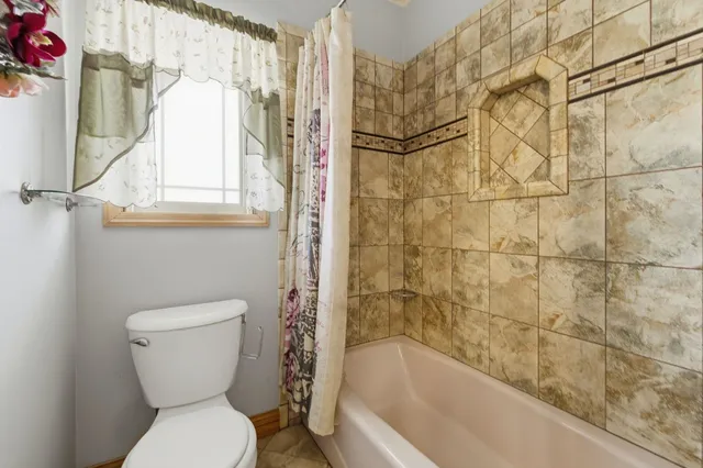 a bathroom with a toilet and a bathtub