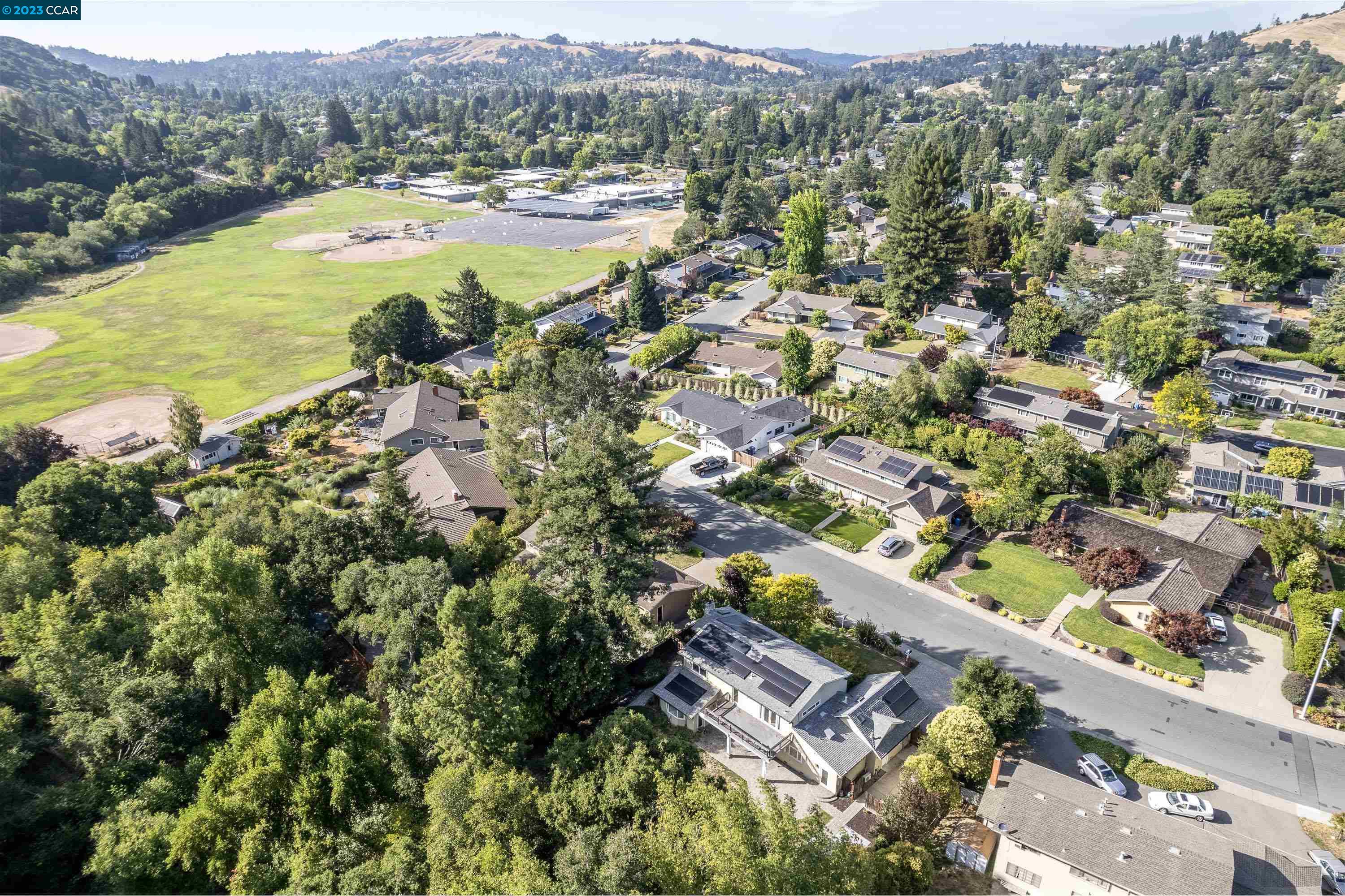 1206 Rimer Drive Moraga, CA 94556 - Photo 52 of 53 an aerial view of residential houses with outdoor space and river