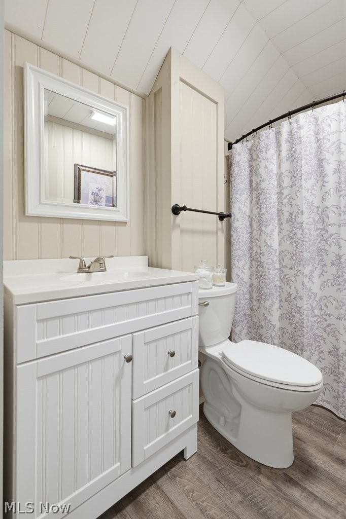 23055 Snell Road Columbia Station, OH 44028 - Photo 33 of 50 Bathroom featuring a white vanity with beadboard paneling, integrated sink, and brushed nickel faucet