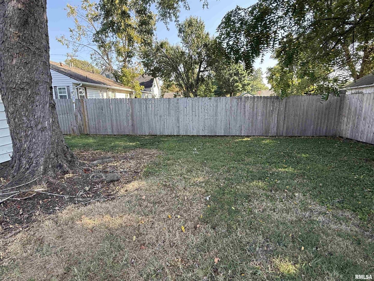 1100 Catherine Street Metropolis, IL 62960 - Photo 51 of 64 a view of a backyard with large trees and wooden fence