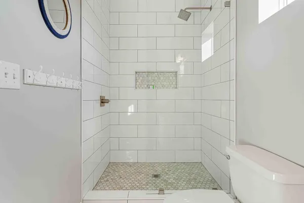 a bathroom with a shower