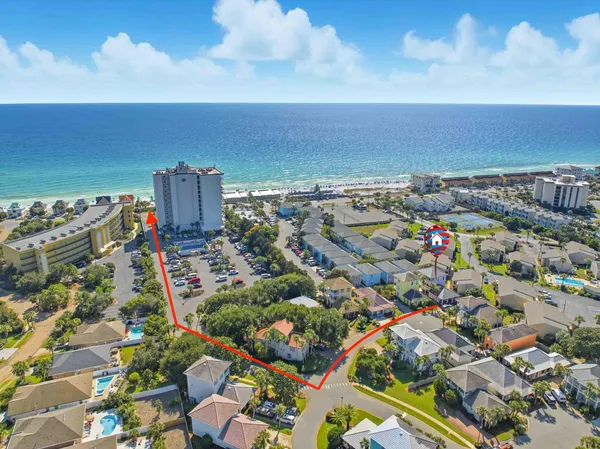 an aerial view of multiple house