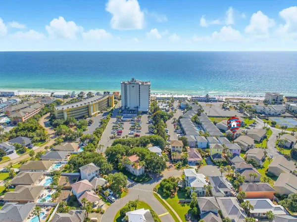 an aerial view of multiple house