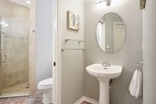 a bathroom with a shower