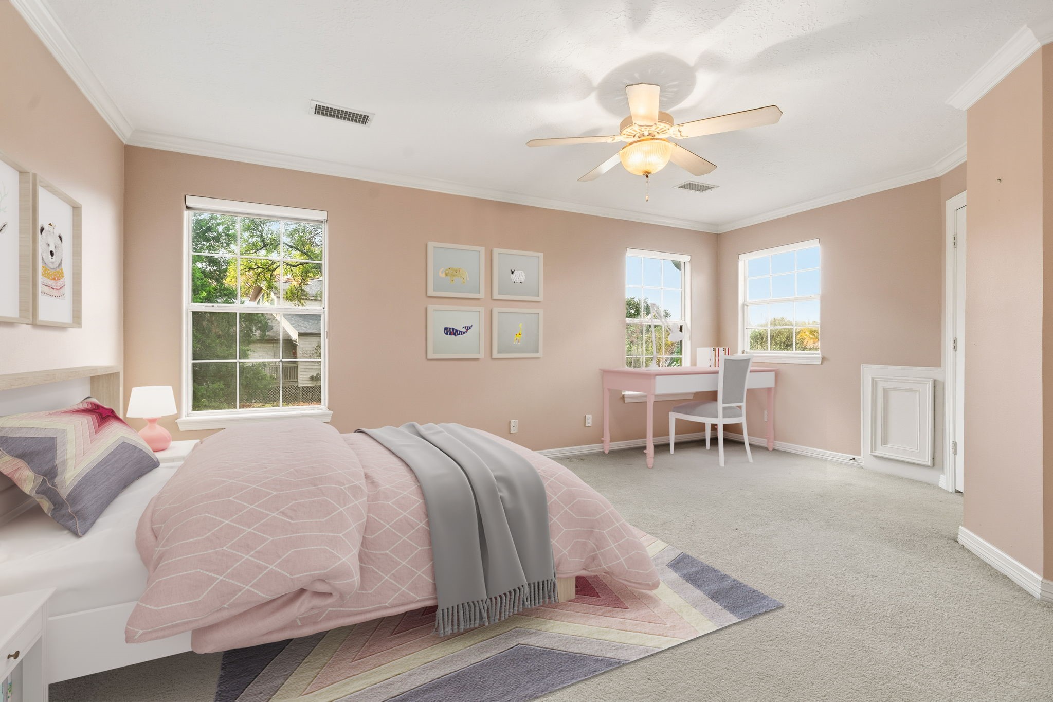 106 Cove Point Montgomery, TX 77356 - Photo 25 of 48 a bedroom with a bed and a chandelier