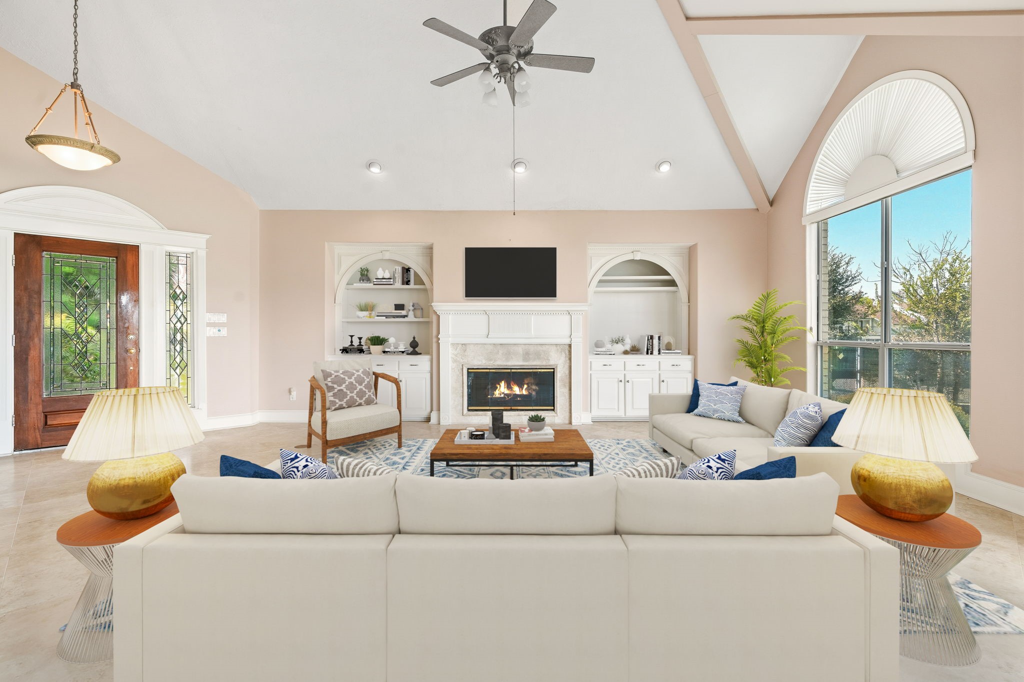 106 Cove Point Montgomery, TX 77356 - Photo 4 of 48 a living room with furniture and a fireplace