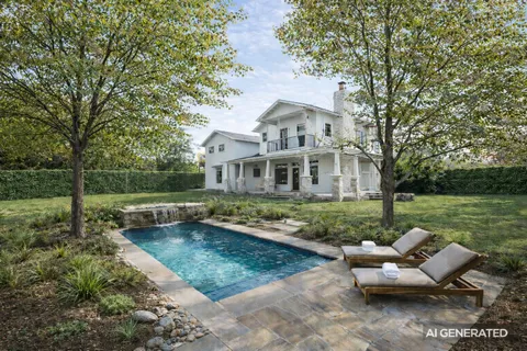 a front view of house with yard and trees around