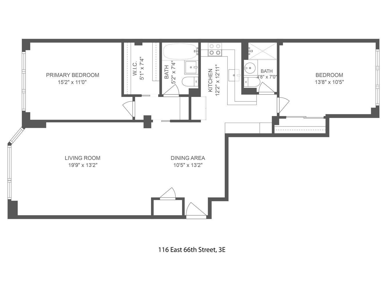 116 East 66th Street, Unit 3E Manhattan, NY 10065 - Photo 10 of 10 a picture of a floor plan