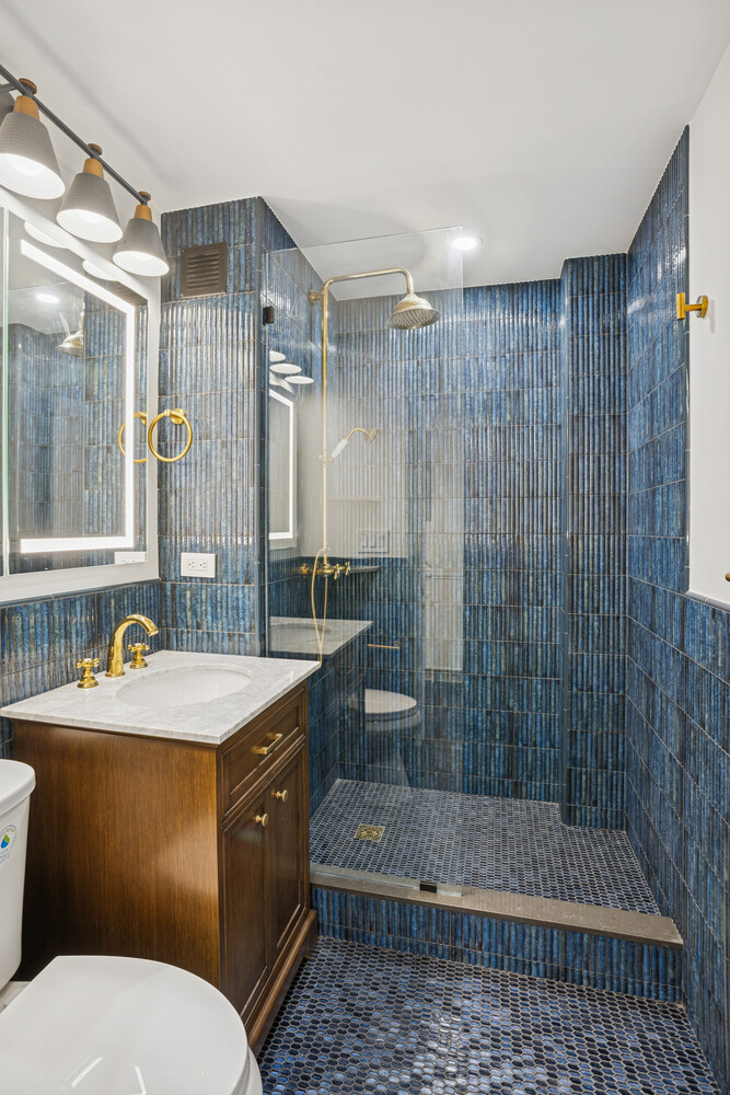 116 East 66th Street, Unit 3E Manhattan, NY 10065 - Photo 6 of 10 a bathroom with a sink a toilet and shower
